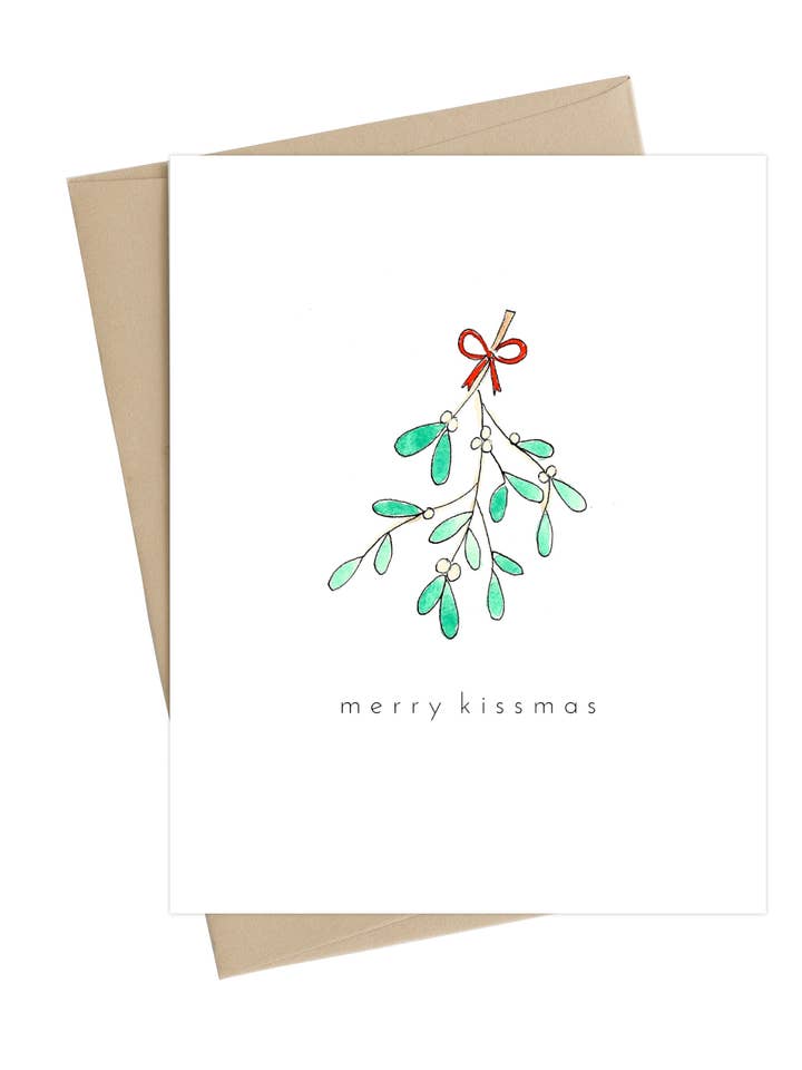 Merry Kiss-Mas Card for wholesale by Little May Papery