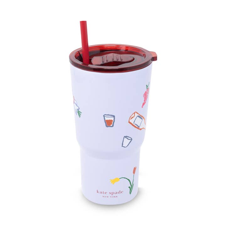 Roestvrijstalen 20 oz. Beker met Rietje, Parkpicknick voor wholesale door kate spade new york intl