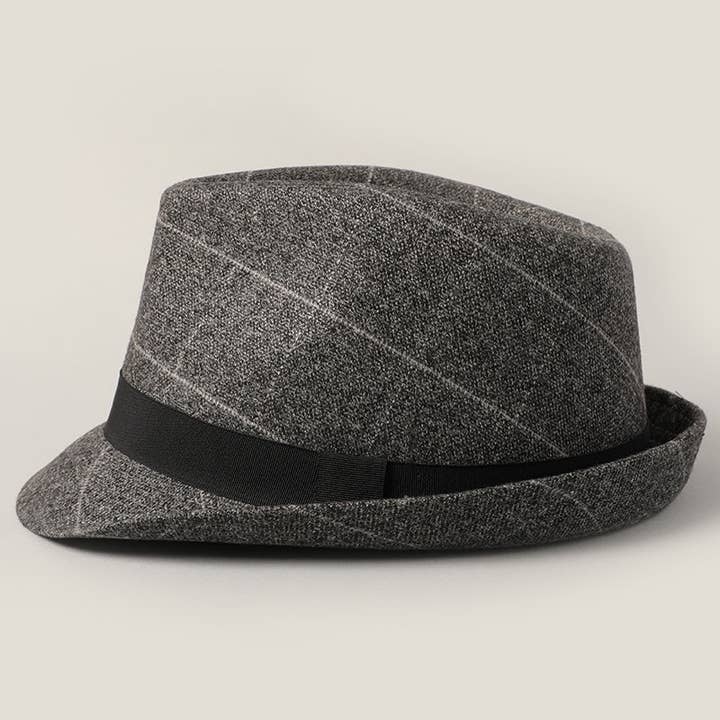 Fashion City - Wholesale Fedora - Men's - Men's Marled Plaid Pattern Short Brim Fedora