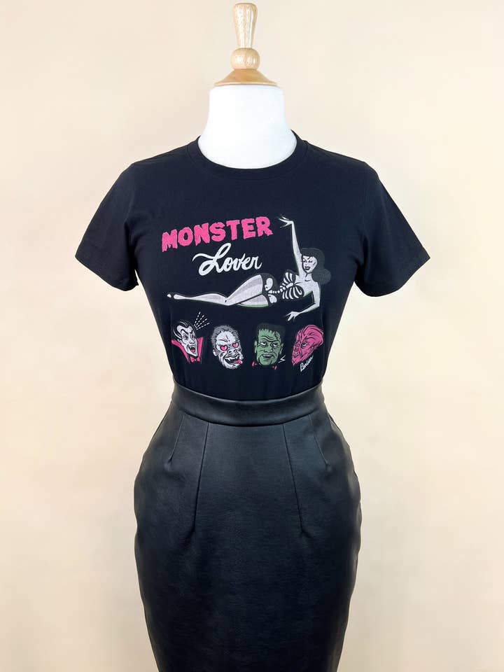 Mischief Made - Wholesale T-Shirt (Graphic) - Women's - Monster Lover Tee in Black