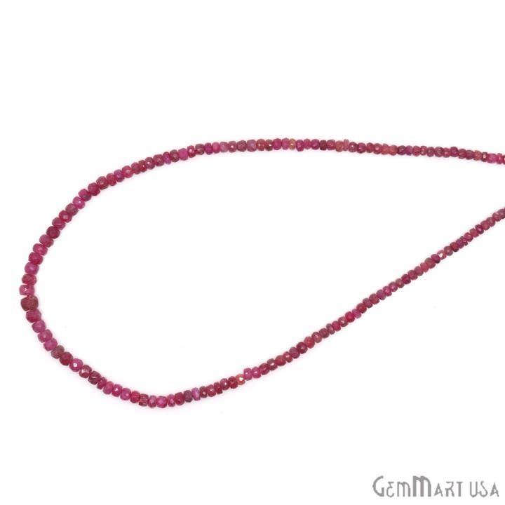 GemMartUSA - Wholesale Beads - Ruby Rondelle Beads,13Inch Natural Gemstone Strand,3-4mm5