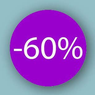 Mini étiquette de réduction -60 % pour la vente par kadopapier.net