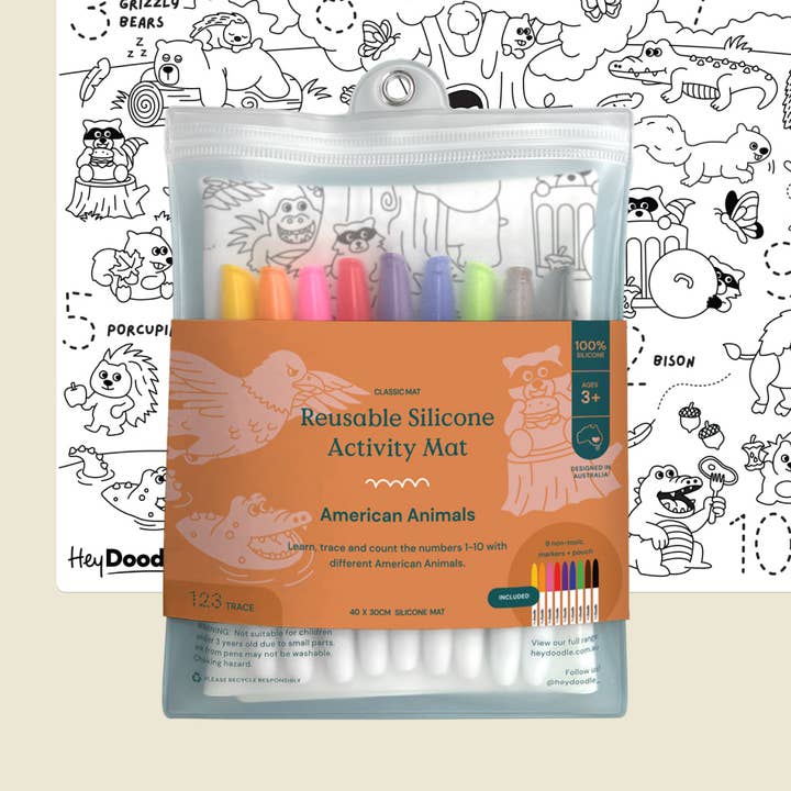 American Animals Classic Coloring & Doodle Mat for wholesale by HeyDoodle
