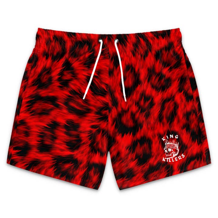 King Killers - Wholesale Boardshort - Heren - Rode zwembroek met luipaardprint en halfhoge snit