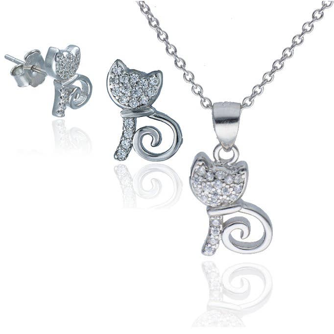 Sterling Silver Kitten Set for wholesale by Las Joyas de Amanda