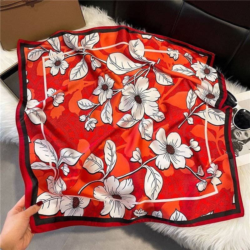 FurDecoration - Venta al por mayor Bufanda - Mujer - Pañuelo de satén con estampado de moda1