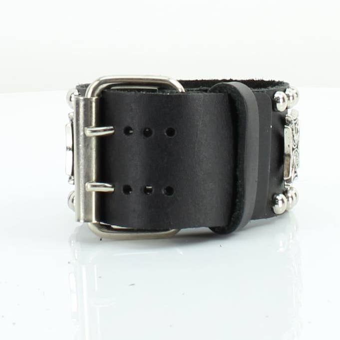 Leather Impressions Inc - Wholesale Watch Band/Strap - Unisex - Iron Cross Leather Watch Band #WB1281