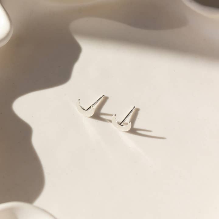 Token Jewelry - Wholesale Stud/Post Earrings - Tiny Moon Studs in 14k Gold Fill or Sterling SilverÂ