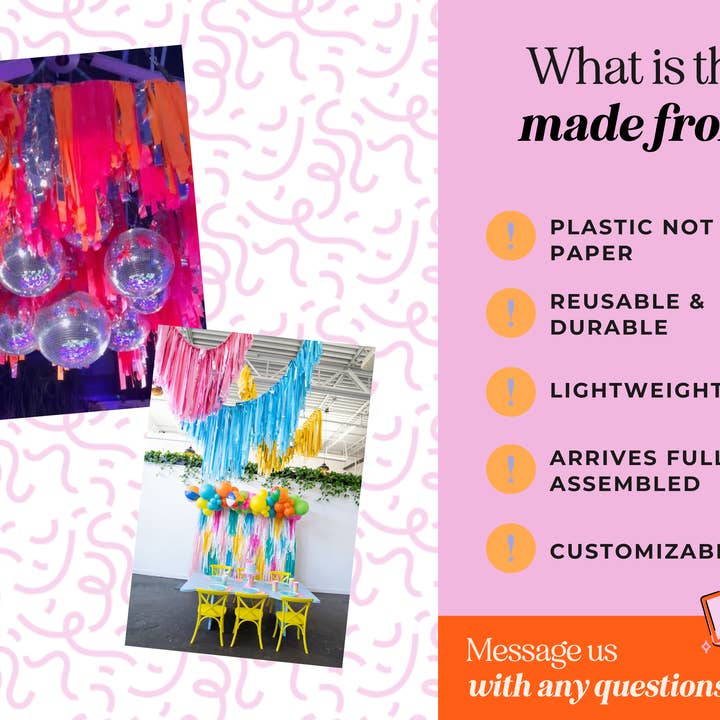 Oh My Darling Party Co - Wholesale Bunting/Garland - Custom Aerial Ceiling Fringe Strand