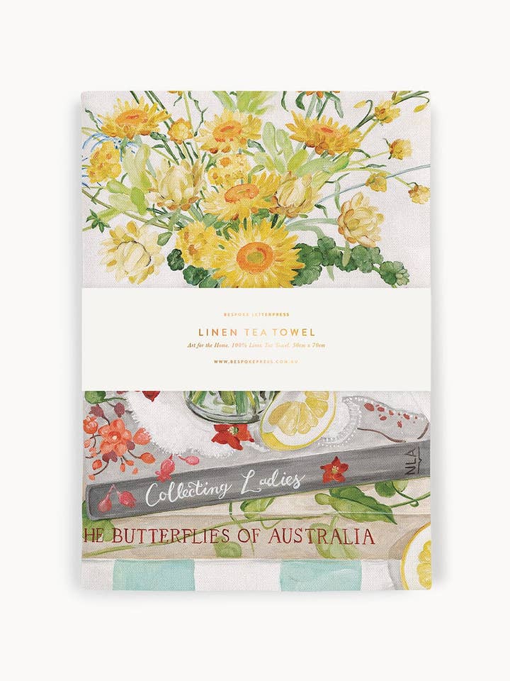 Native Wildflowers 100% Linen Tea Towel for wholesale by Bespoke Letterpress