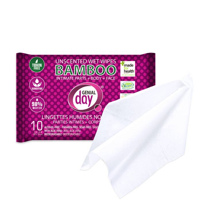 Unscented bamboo wet wipes for wholesale by Genial Day