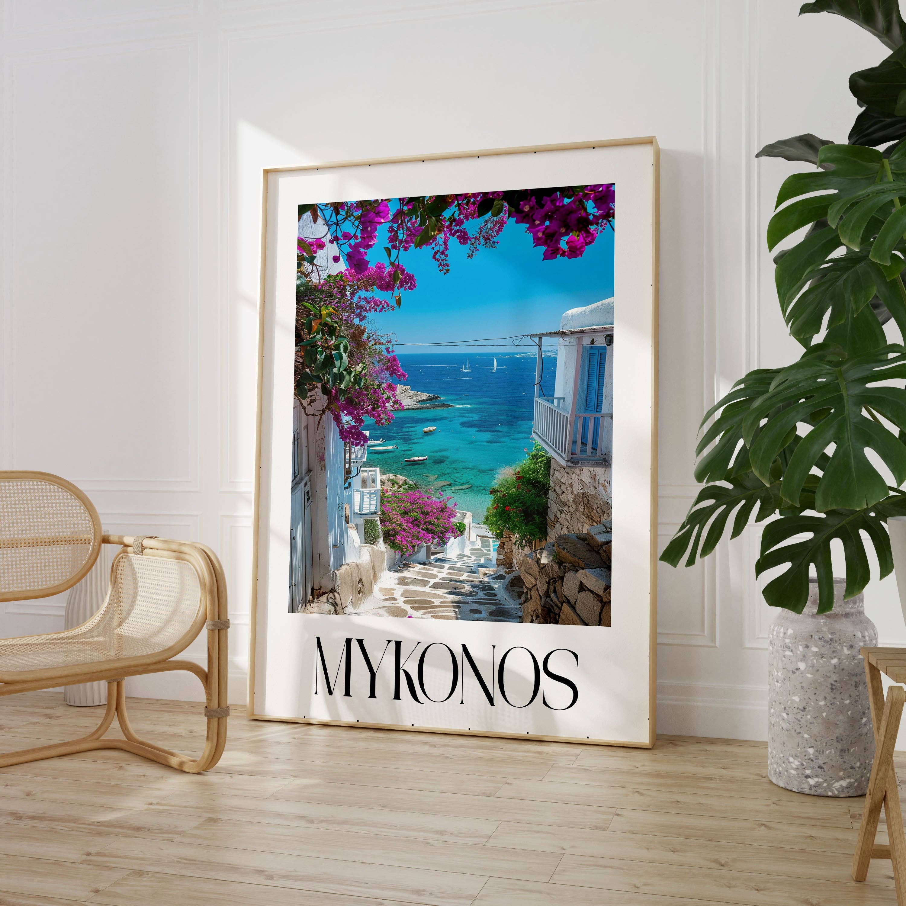 House of Binky - Wholesale Art Print - Mykonos Modern Travel Poster Print