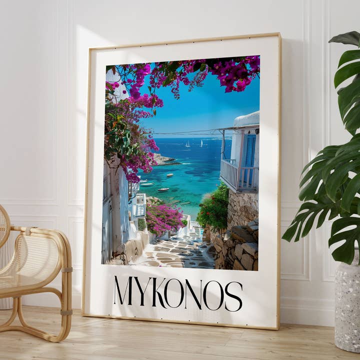 House of Binky - Wholesale Art Print - Mykonos Modern Travel Poster Print0