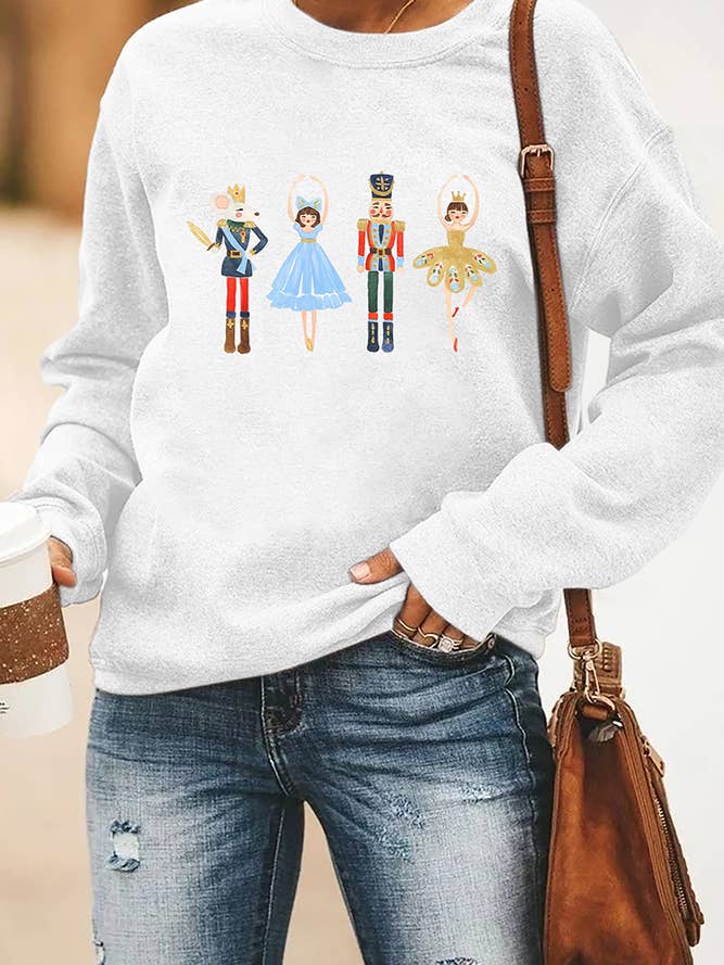 Comely Fashion - Wholesale Graphic Sweatshirt - Women's - Graphic Christmas Nutcracker Sweatshirt