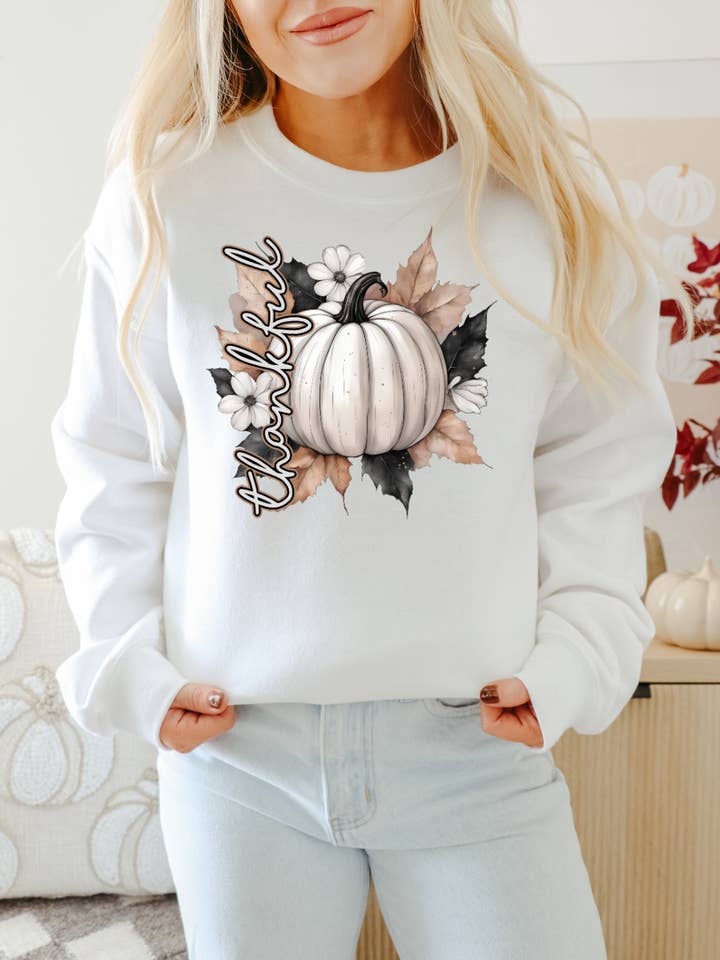 Thankful Pumpkin Adult Graphic Sweatshirt for wholesale by Uncommon Label