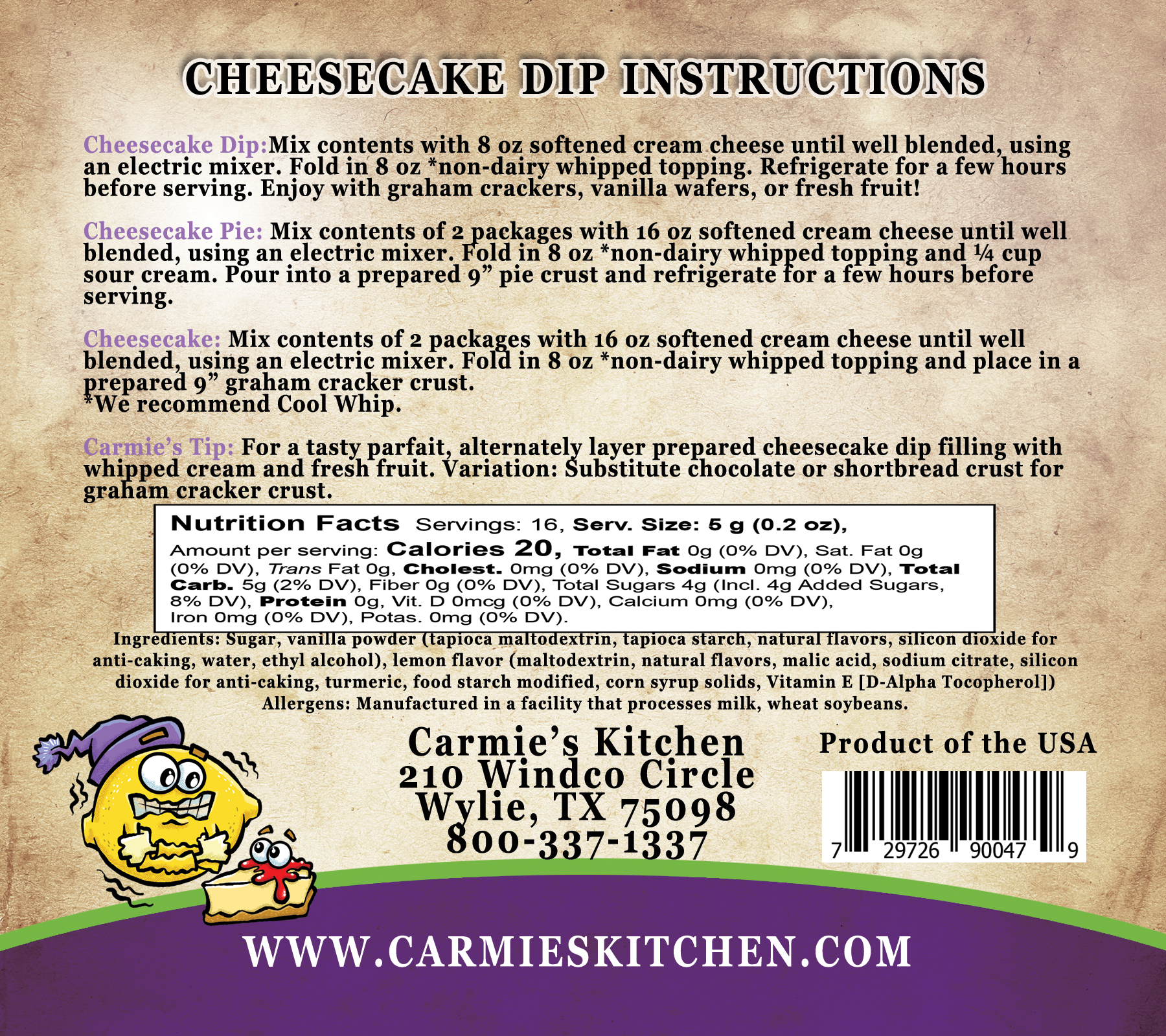 Carmie's Kitchen - Wholesale Dip - Lemon Ice Box Cheesecake Dip2