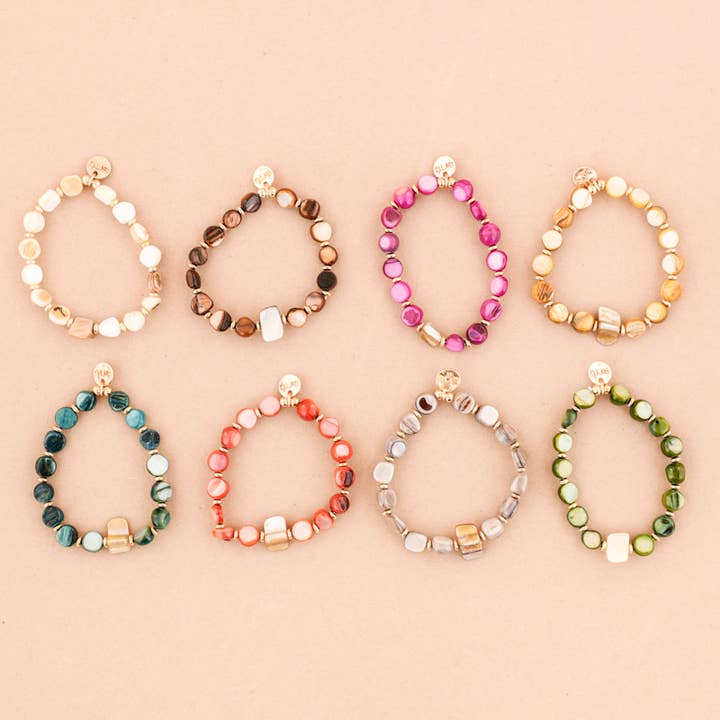 Sonata - Wholesale Beaded Bracelet - Elastic Bracelet Mother-of-Pearl Beads6