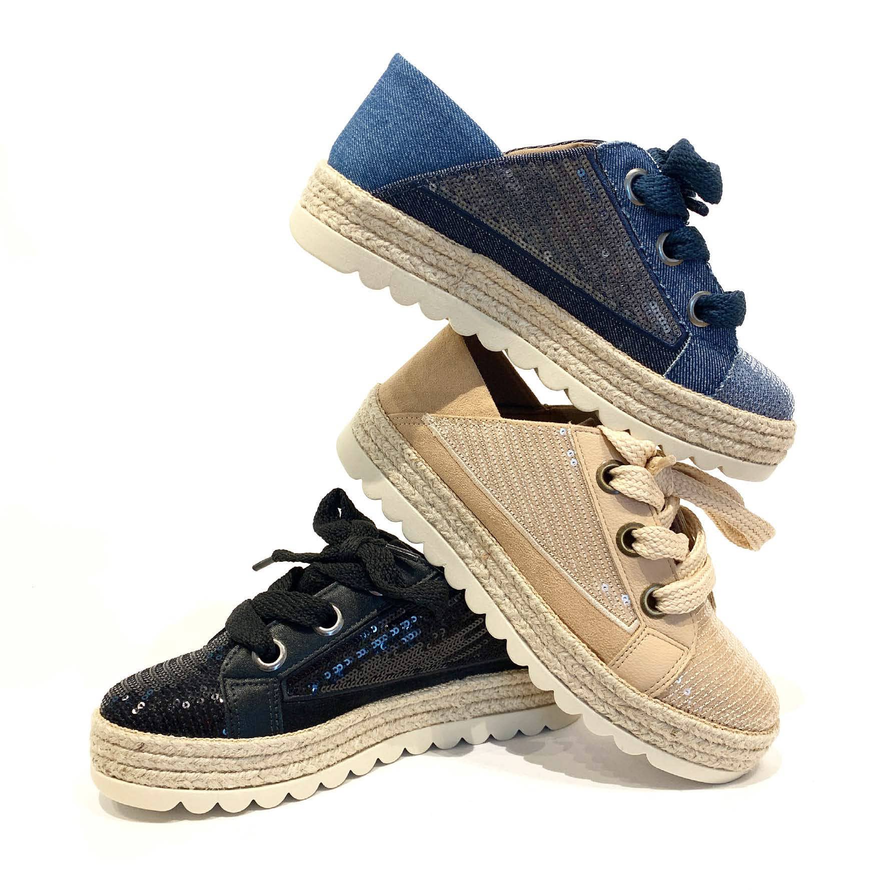 Love Rio – Großhandel Lifestyle-Sneaker – Damen – *Fast weg* Pailletten-Sneaker Blue Jean 3960662