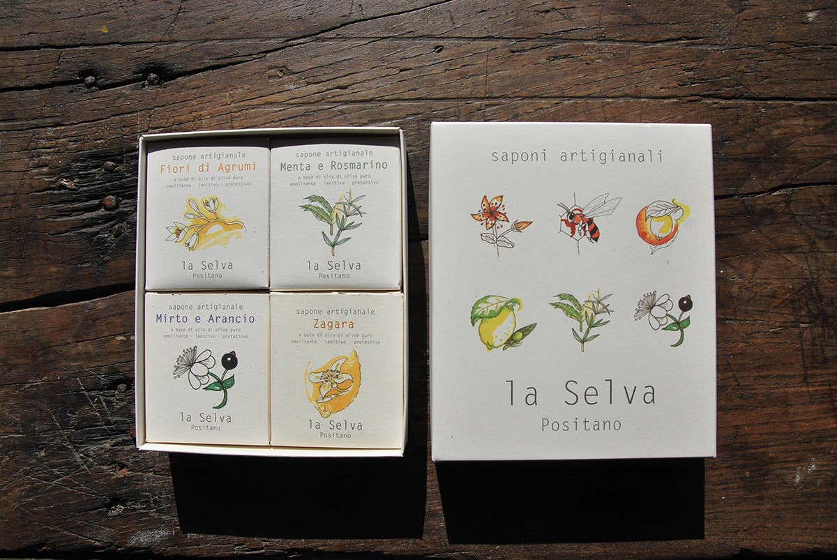 La Selva Positano Cosmetici Naturali – sabonete sólido por atacado – Caixa-presente com 4 sabonetes0