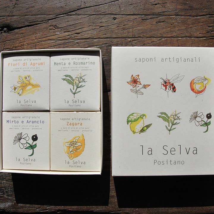 La Selva Positano Cosmetici Naturali – sabonete sólido por atacado – Caixa-presente com 4 sabonetes