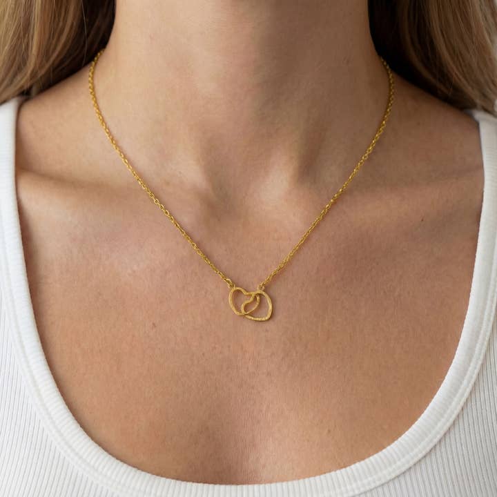 Fame Accessories - Wholesale Pendant/Charm Necklace - Gold Dipped Heart Link Charm Necklace1