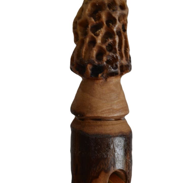 Creation Carvings LLC - Wholesale Sporting Accessories - Morel Mushroom Carving, Walking Stick, Functional Art, Hand Carved Mushroom Hunting, Hiking Stick 60"3