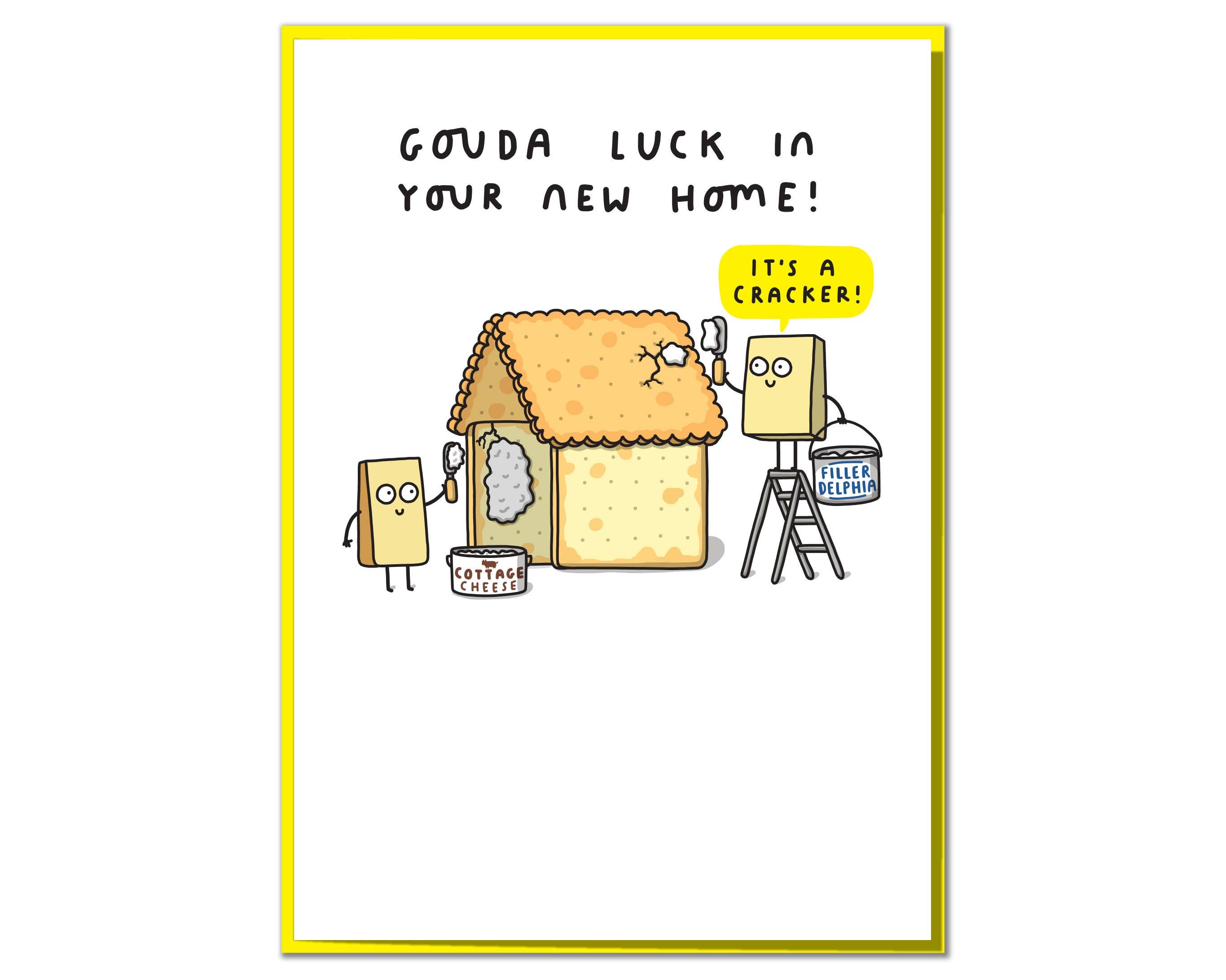 Mungo And Shoddy – wholesale House-warming card – Gouda Luck in Your New Home! Funny Cheesy New Home0