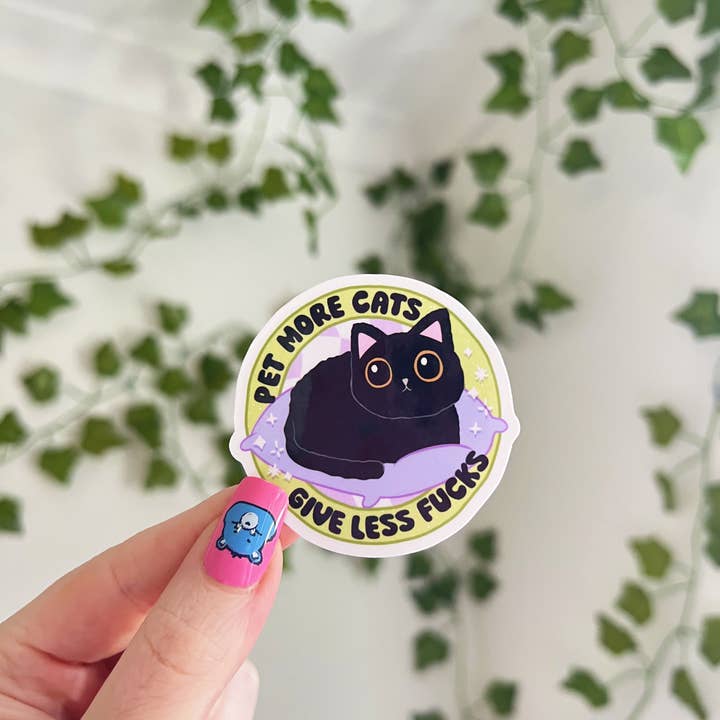 Melting Hearts Co – wholesale Klistermärke – Pet More Cats Ge Mindre Knullar Klistermärke