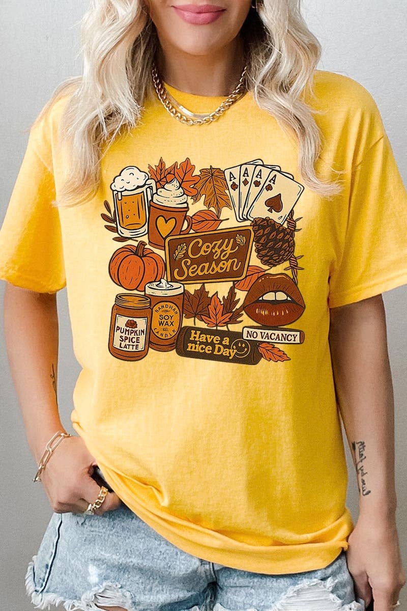 COLORBEAR - Wholesale T-Shirt (Graphic) - Women's - Retro Fall Collage Graphic Heavy Cotton Tee6
