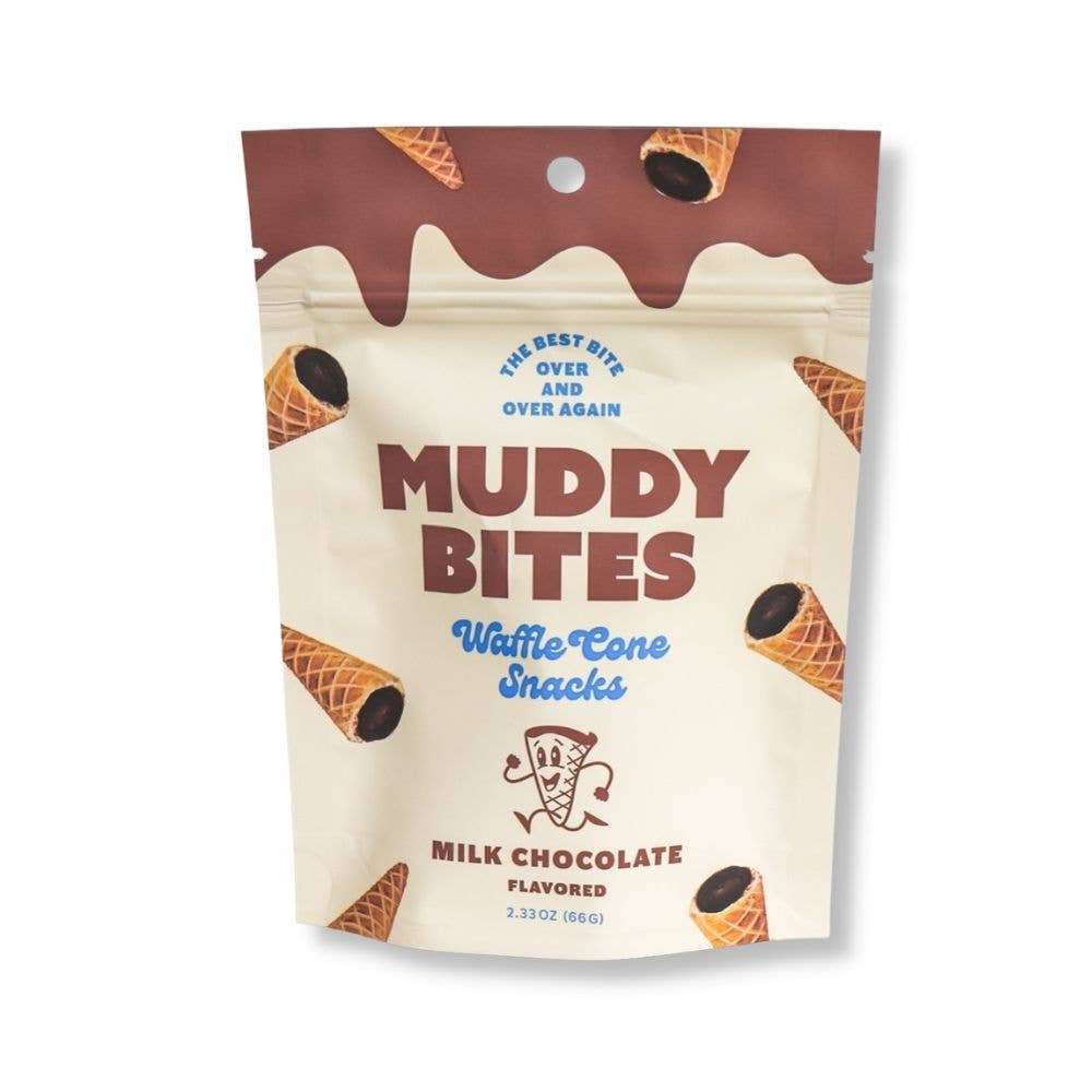 Grandpa Joe's Candy Shop - Wholesale Chocolate Covered Sweets - Muddy Bites Waffle Cone Snacks, Milk Choc, 2.33oz, 12ct