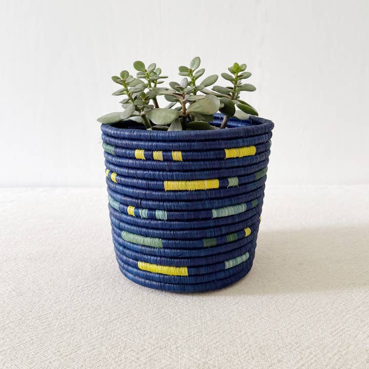 Blue Storage Plant Basket: Ruvubu for wholesale by Amsha