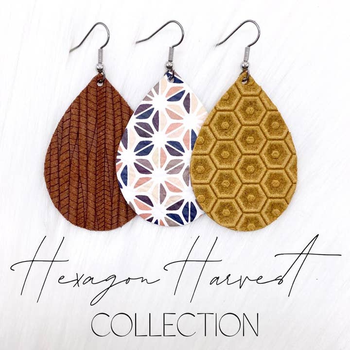 2" Hexagon Harvest Mini Collection -Fall Earrings for wholesale by Doohickies