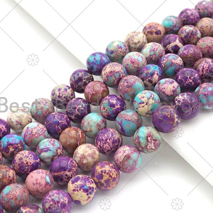 BestBeads&Beyond - Wholesale Beads - Quality Galaxy Sea Sediment Imperial Jasper Beads,sku#UA173c