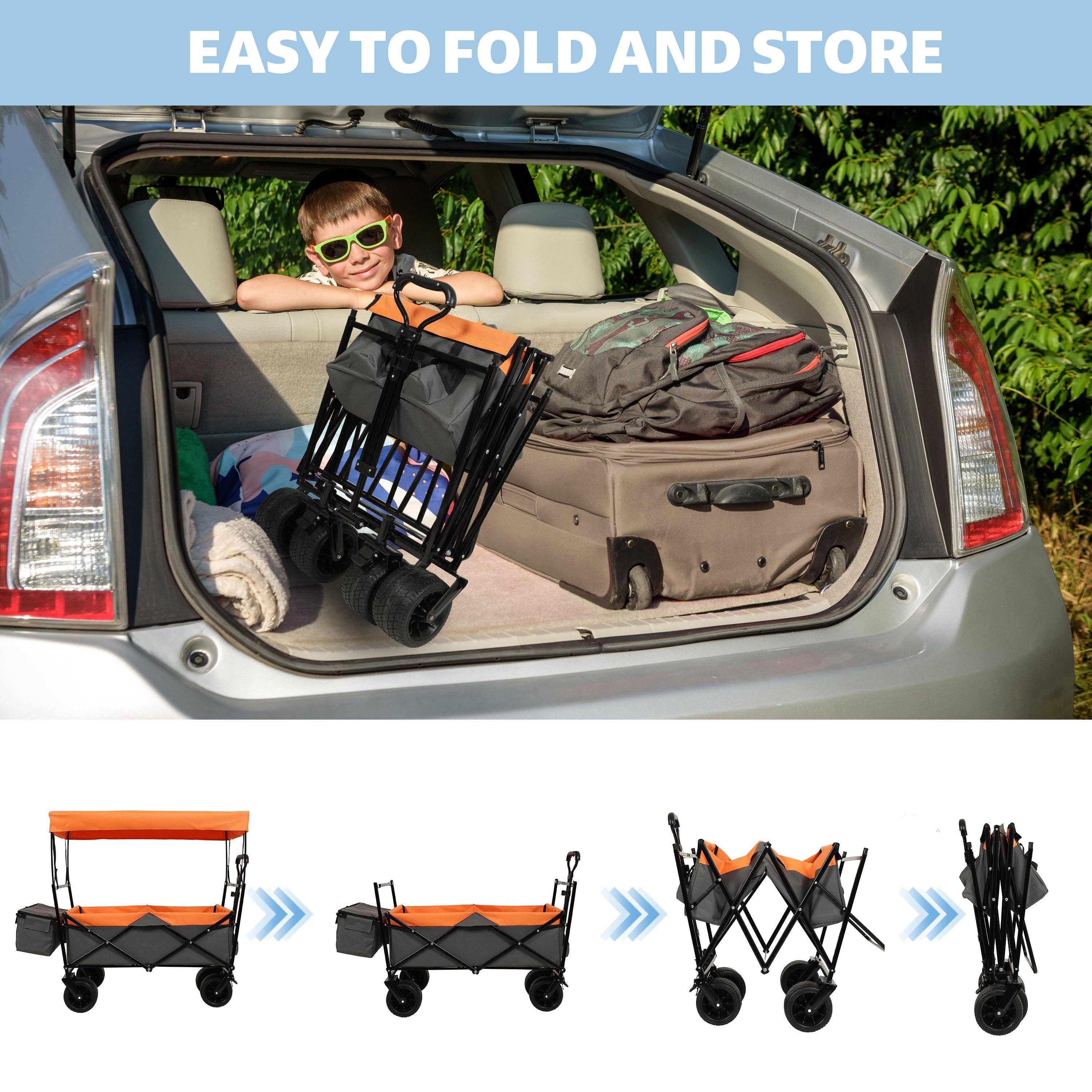 39F Inc. - Wholesale Stroller - Baby - 480Lbs Foldable Wagon with Canopy and All-Terrain Wheels9