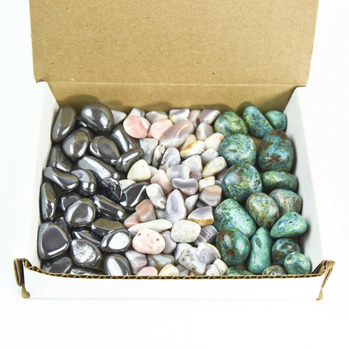 Tree of Life Gems - Wholesale Spiritual Stone/Crystal - Tumbled Gemstone Collection Hematite, Pink Botswana Agate, & Chrysocolla/Malachite0