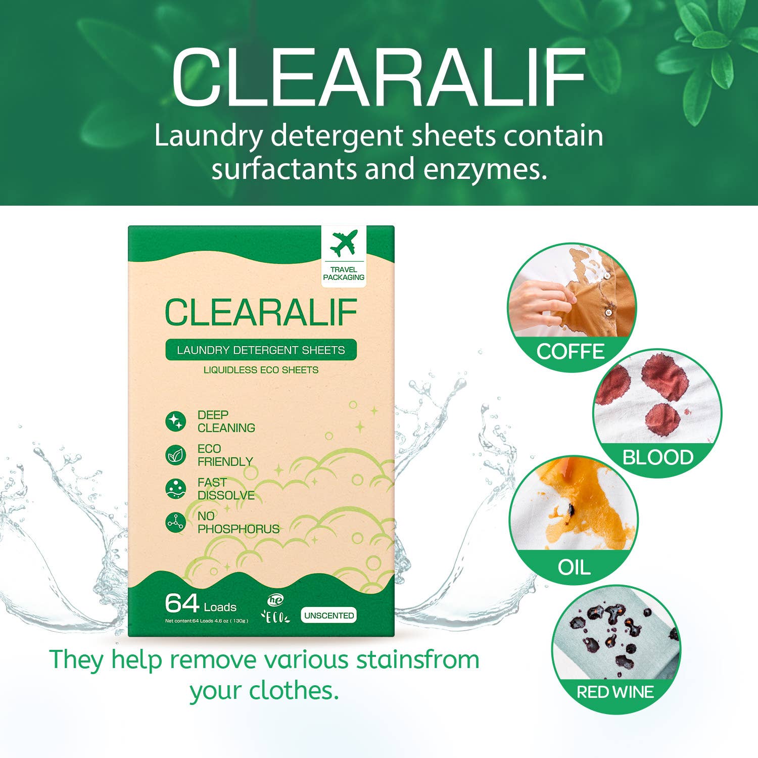 Clearalif - Vente Lessives en poudre/dosettes - Feuilles de détergent à lessive CLEARALIF 64 charges, non parfumées2