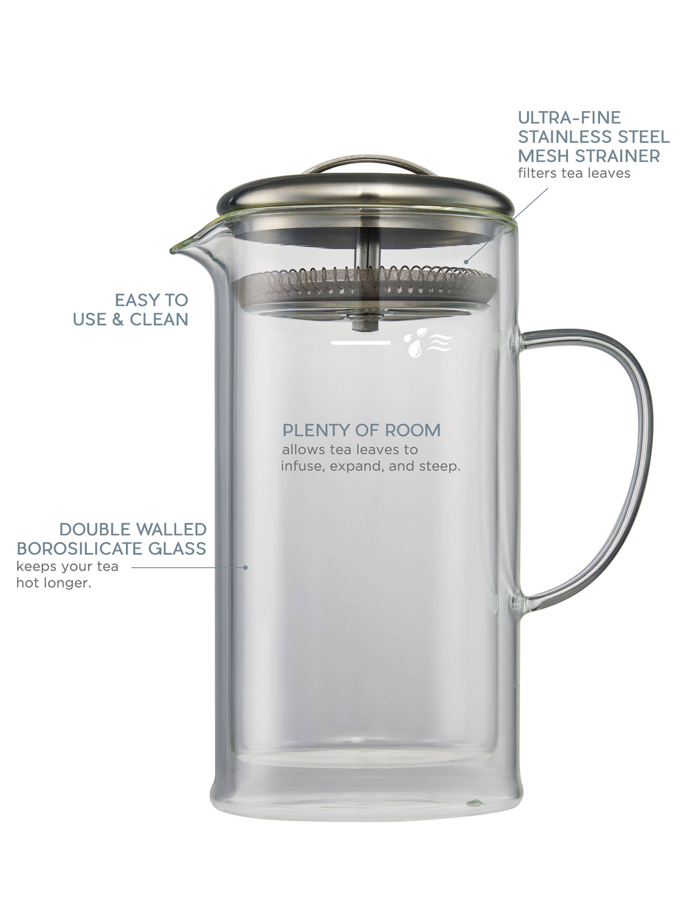 CasaWare - Wholesale Tea Pot - Double Wall 24oz Glass Strainer Teapot3