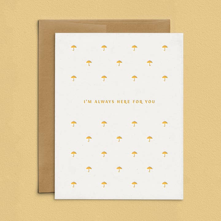 Här för dig Paraplyer Letterpress Gratulationskort för wholesale av Lickety Split Press