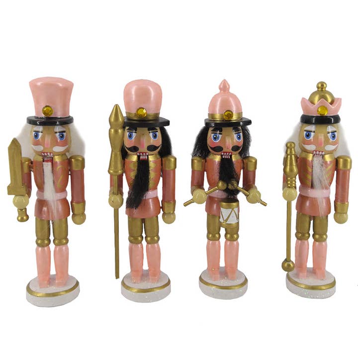 Rose Gold 5 inch Nutcracker Ornaments Set of 4 for wholesale by Nutcracker Ballet Gifts