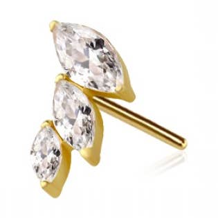 316L SURGICAL STEEL THREADLESS PUSH IN CZ MARQUISE FAN DROP for wholesale by CRAVE