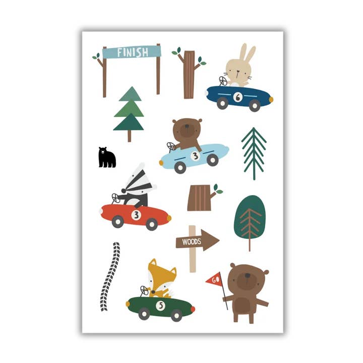 Woodland Racers per la vendita all'ingrosso da parte di Four Bears Sticker Club