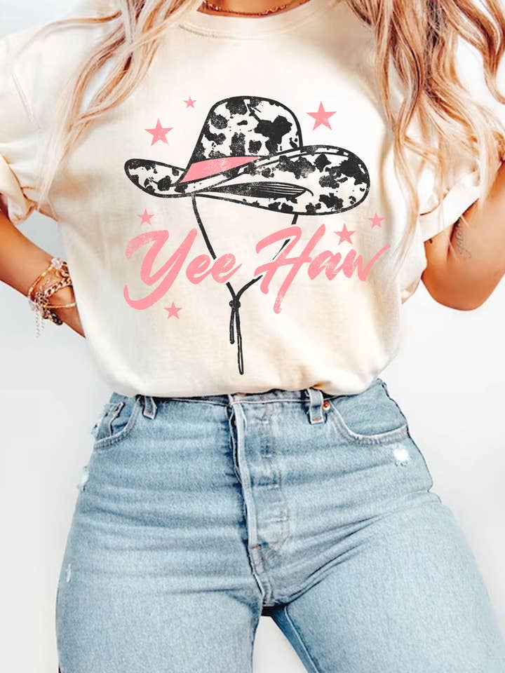 YEE HAW COWBOY HAT GRAPHIC TSHIRTS for wholesale by Rustee Clothing