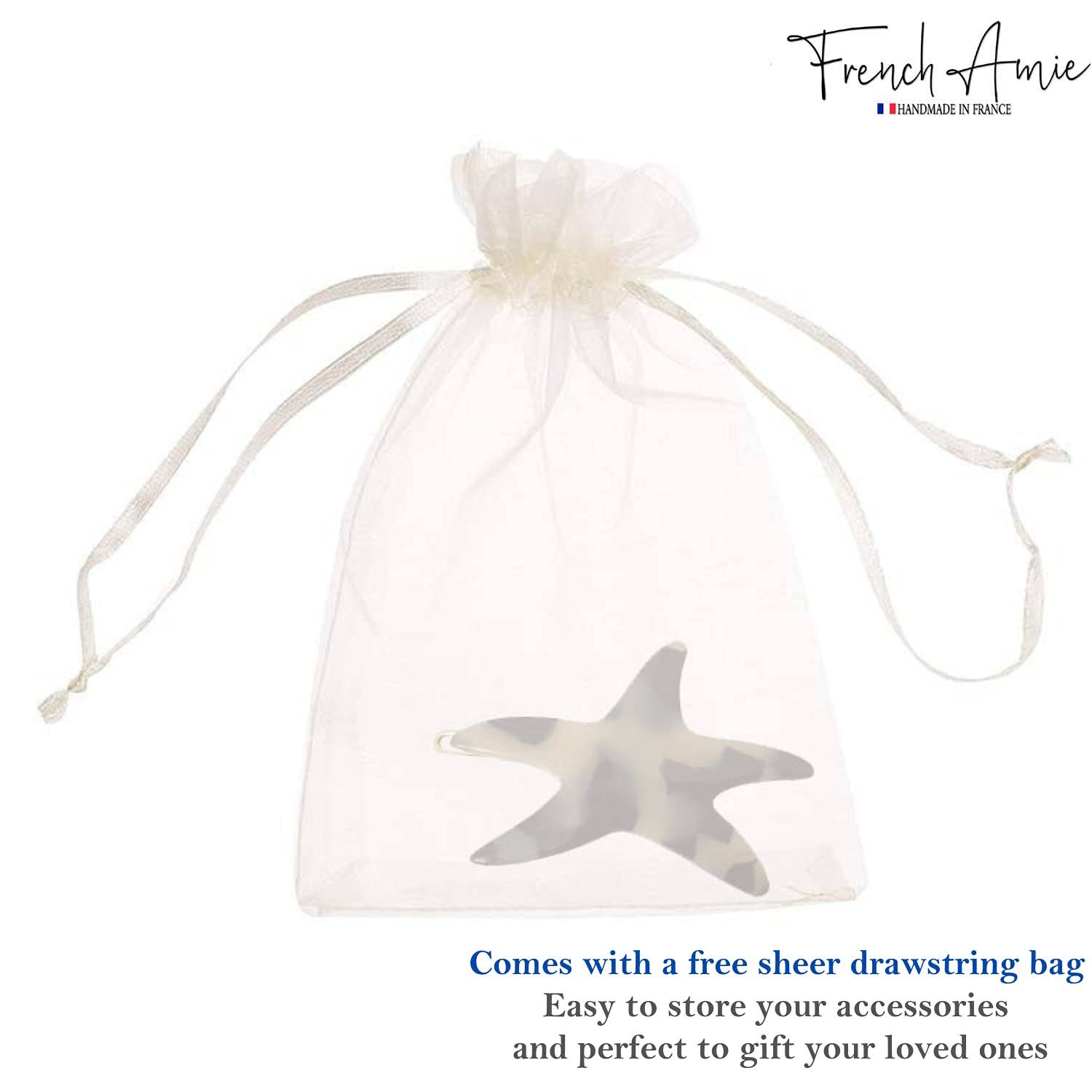 Parcelona - Wholesale Barrette - Women's - French Amie Star Small Celluloid Handmade Hair Slide Barrette With Snap Clips7