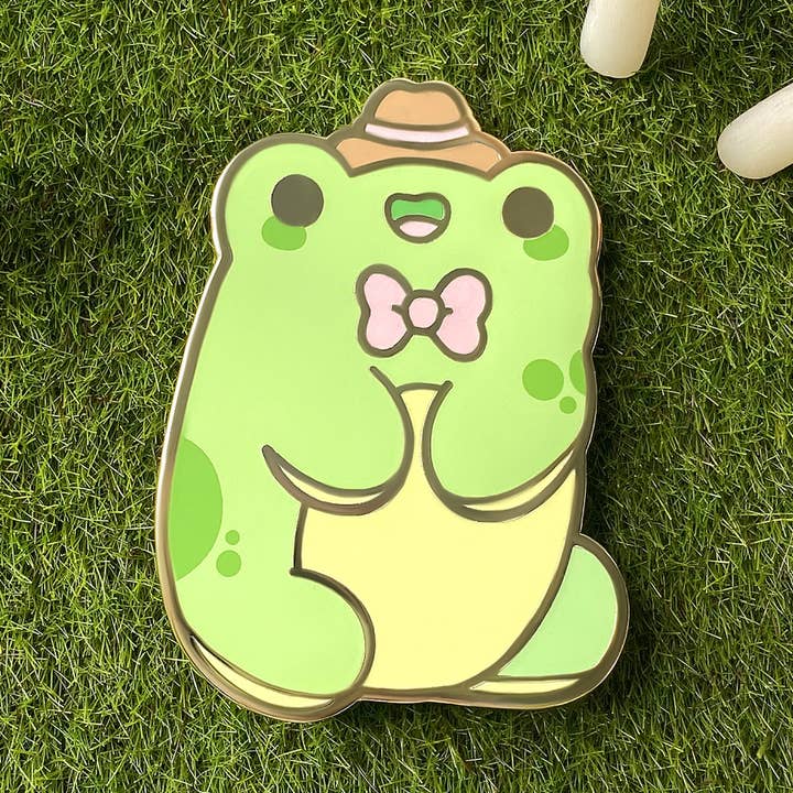 Hat Frog Enamel Lapel Pin for wholesale by Bright Bat Design