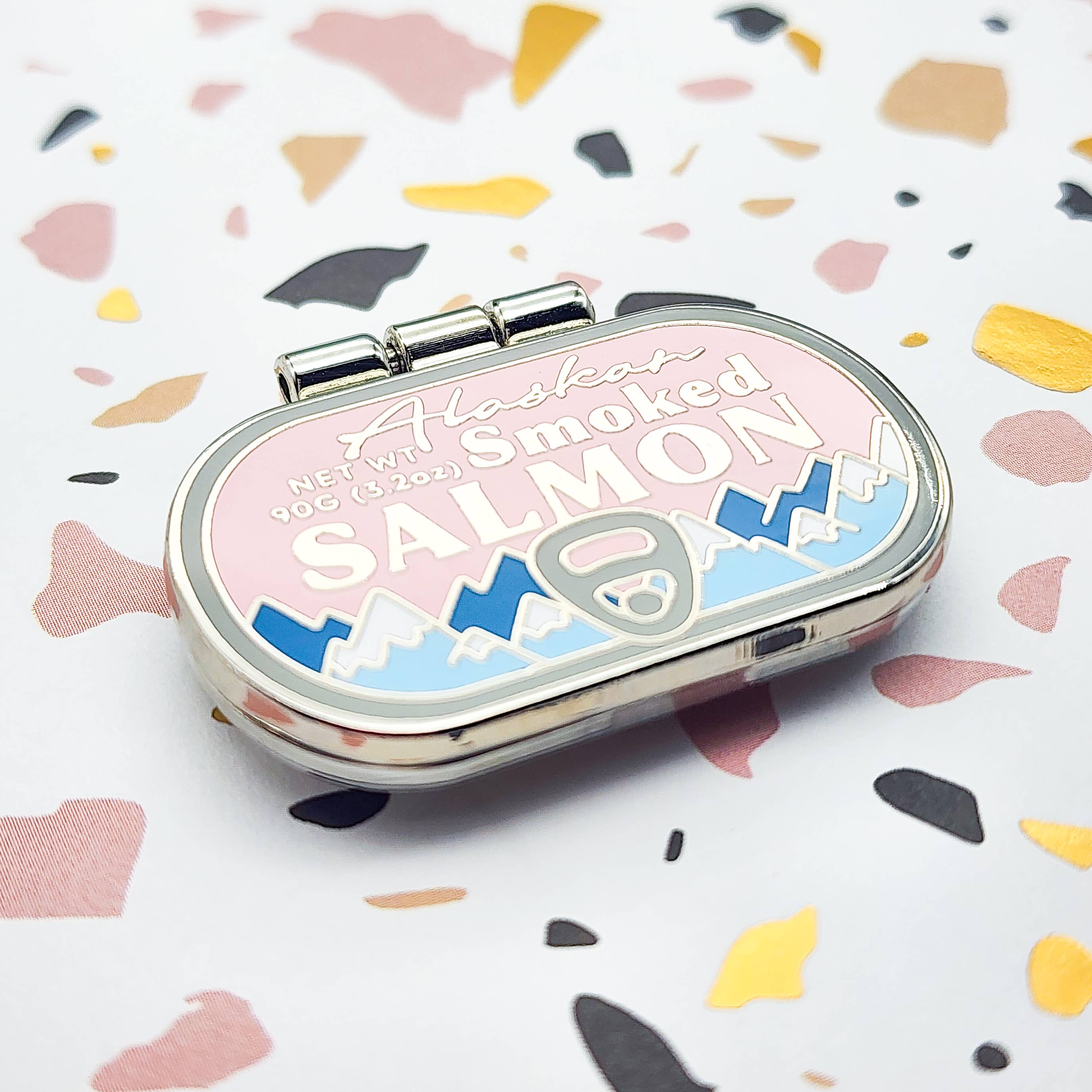 Toku Arts - Wholesale Lapel Pin/Button - Tinned Smoked Salmon Enamel Pin4