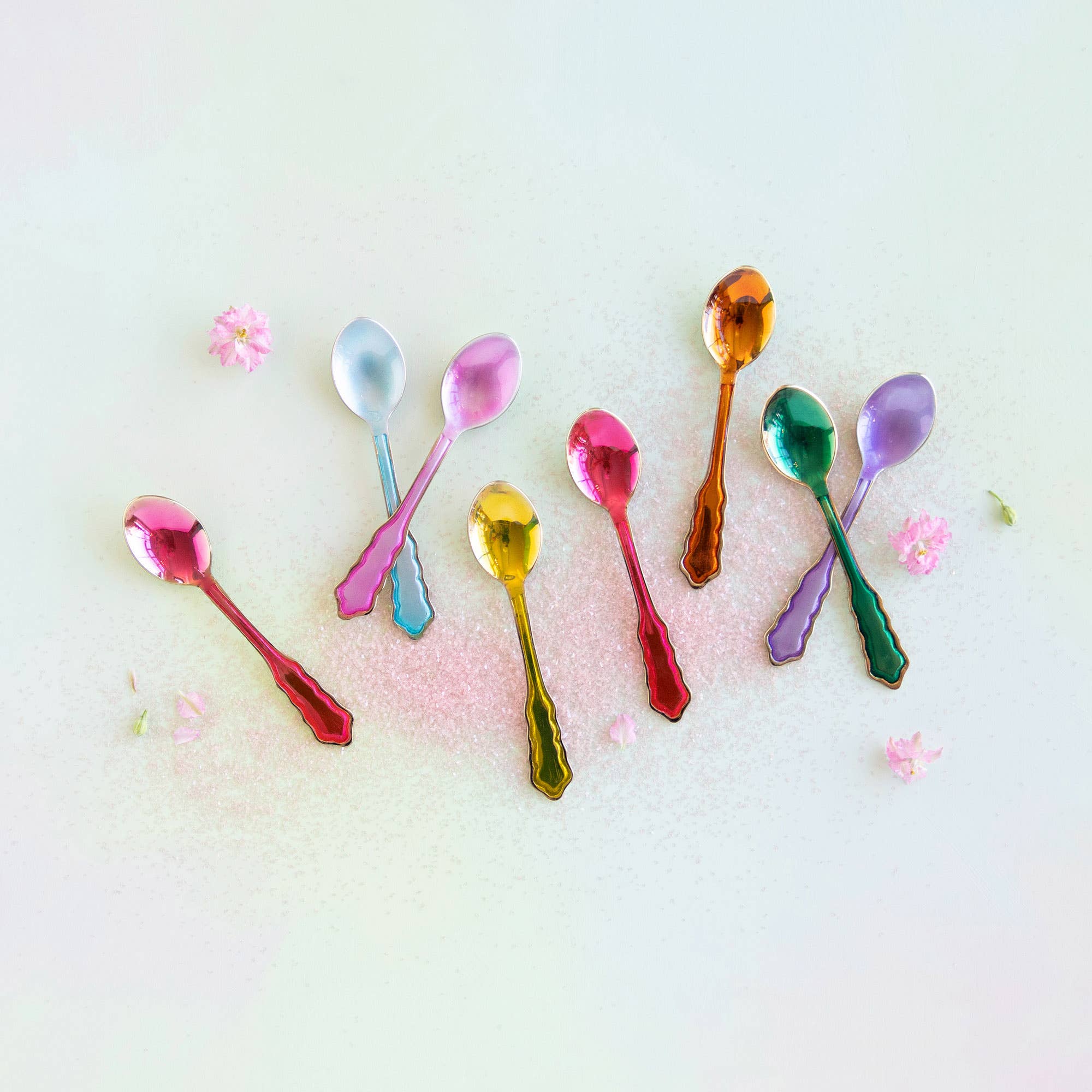 Glitterville - Wholesale Table Spoon (Cutlery) - Glitterville Rainbow Metallic Spoon, 8 Asst, 6.25"0