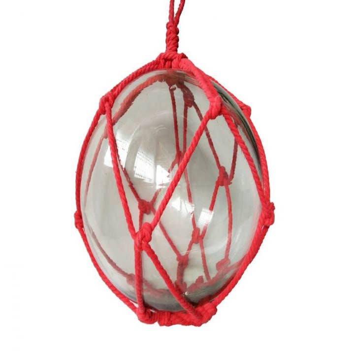 Wholesale Clear Japanese Glass Ball Fishing Float with Red Netting