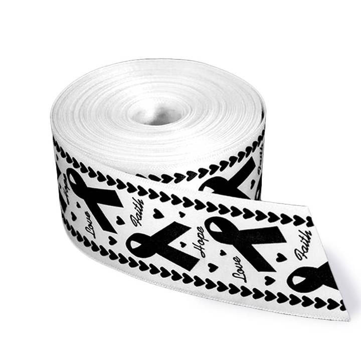 20 Yards Satin Black Awareness Ribbon By The Yard for wholesale by The Awareness Company