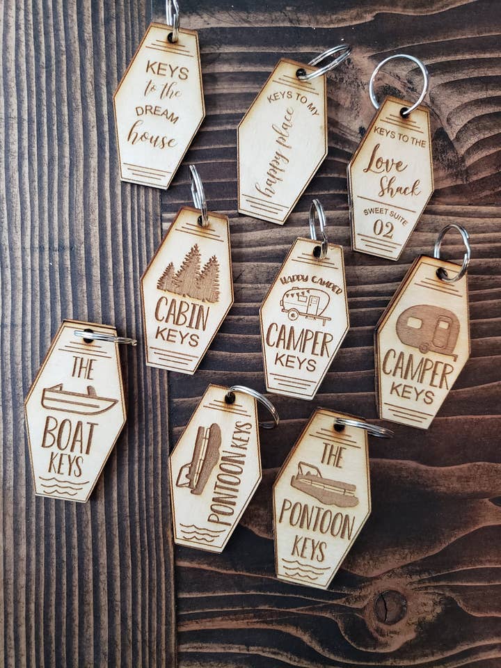 Custom Wood Key Chains, Any Saying, Any Design for wholesale by Little North Boutique