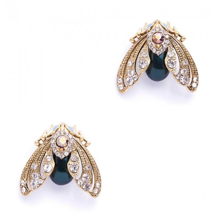 Bejewelled Moth Stud Earrings for wholesale by Bill Skinner